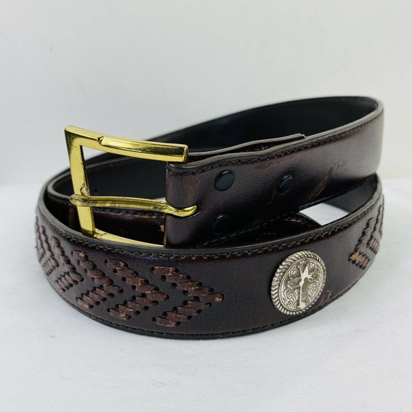 Wrangler 46 inch Brown Leather Western Concho Belt - Picture 1 of 6